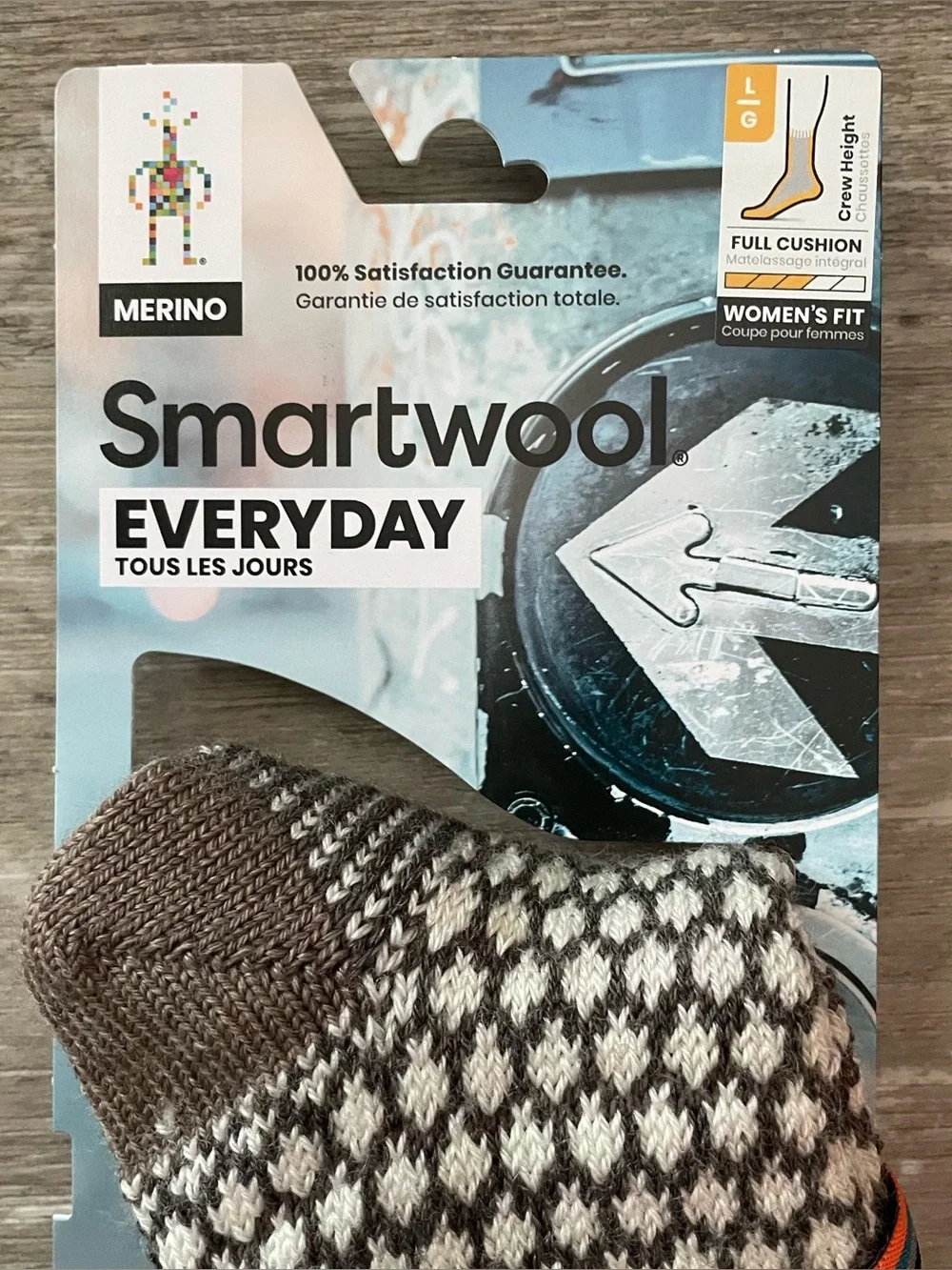 Smartwool Everyday Popcorn Snowflake Pattern Crew Socks Moonbeam NEW Womens L